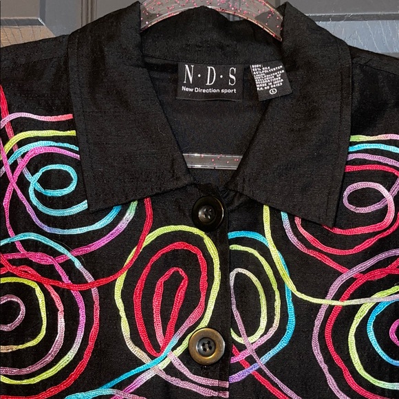 Women's Black Blazer with Vibrant Swirl Patterns - Picture 12 of 14